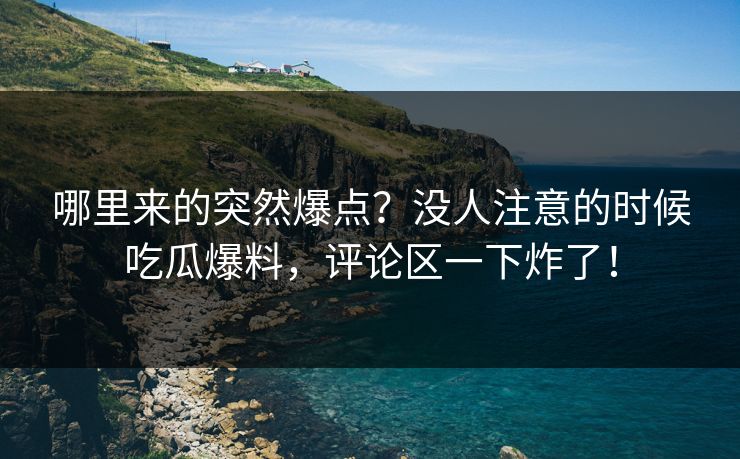 哪里来的突然爆点？没人注意的时候吃瓜爆料，评论区一下炸了！