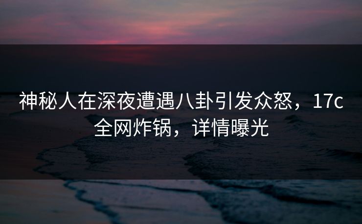 神秘人在深夜遭遇八卦引发众怒,17c全网炸锅,详情曝光