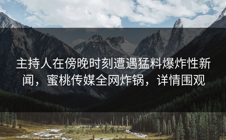 主持人在傍晚时刻遭遇猛料爆炸性新闻,蜜桃传媒全网炸锅,详情围观